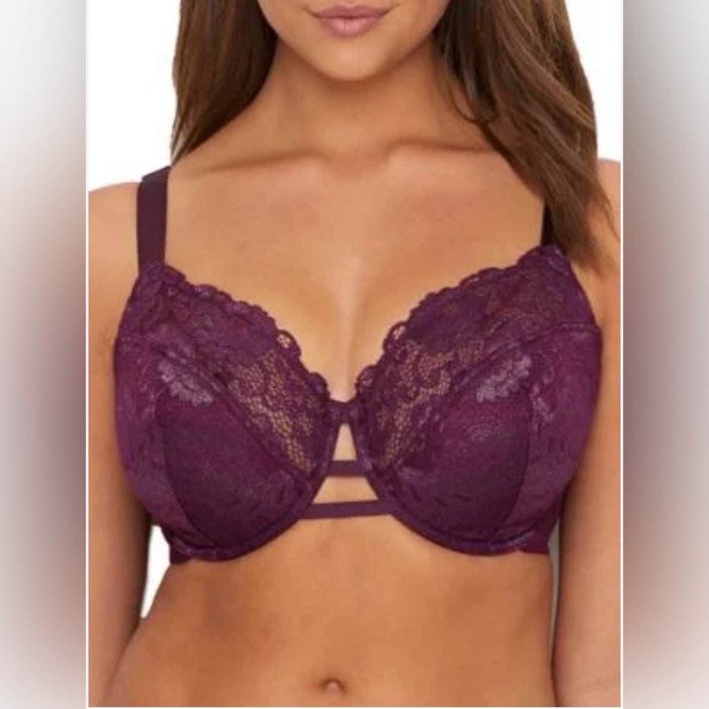 Paramour Womens Diamond Lurex Lace Underwire Bra Style-125067 Sz 42C Purple NEW